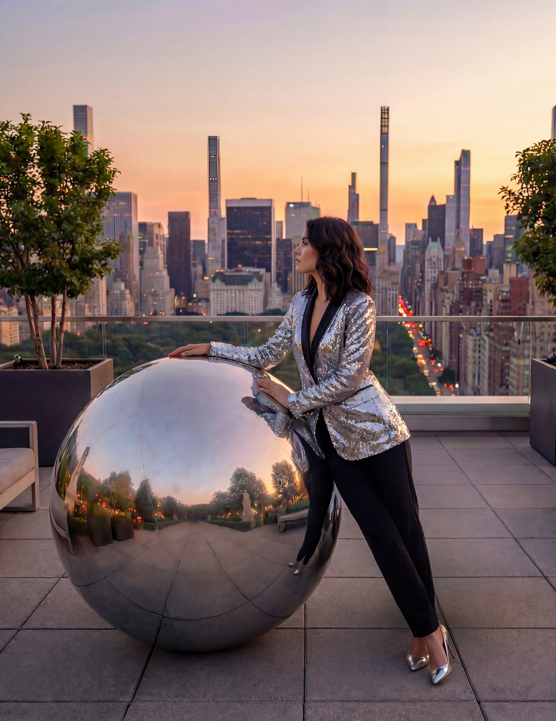 Aufblasbare Spiegelkugel Silber 120cm von PARTYDECO