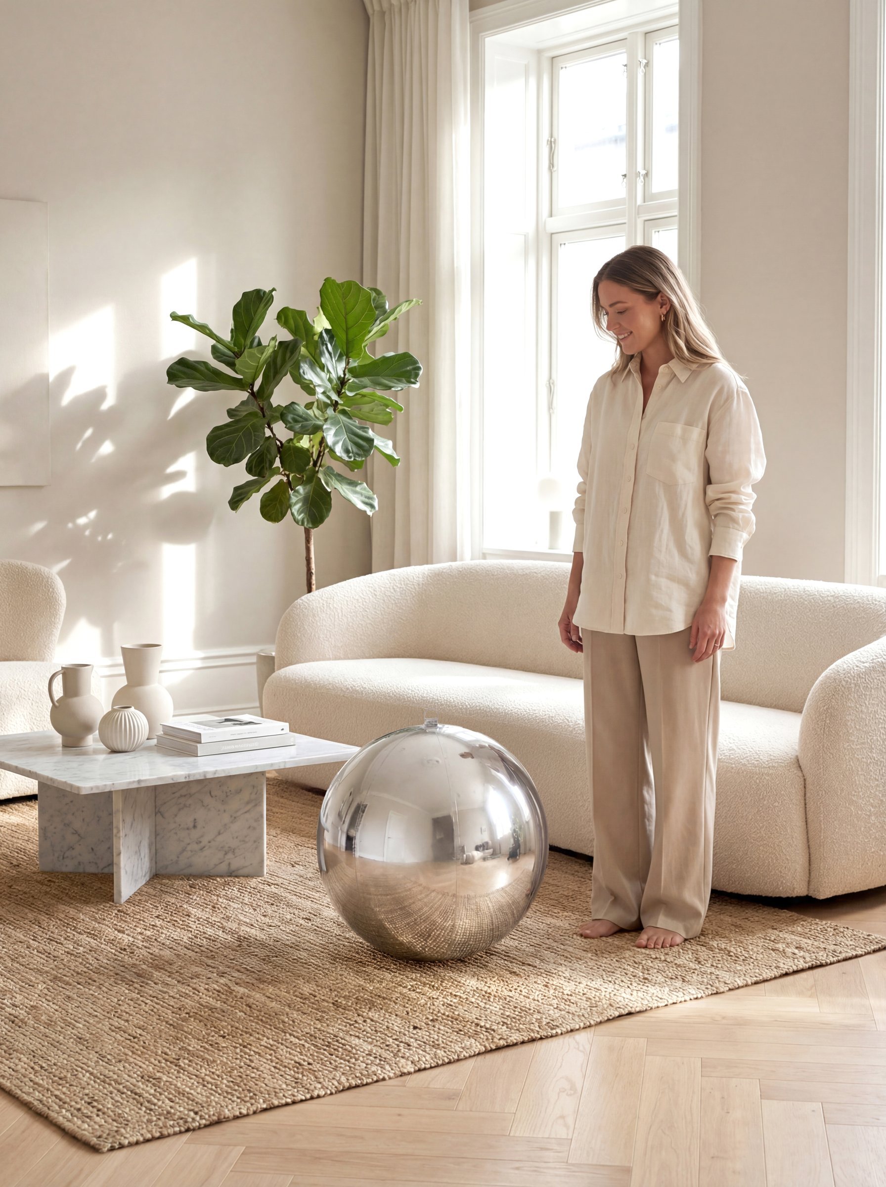 Aufblasbare Spiegelkugel Silber 60cm von PARTYDECO