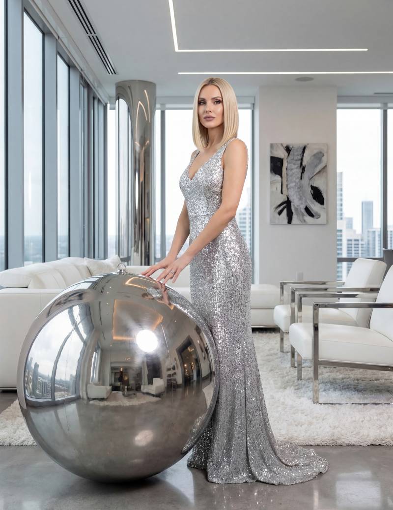 Aufblasbare Spiegelkugel Silber 90cm von PARTYDECO