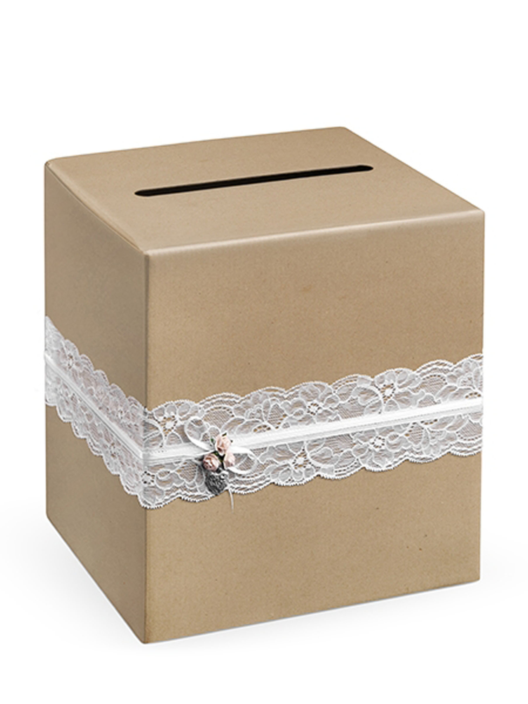 Briefbox Kraftpapier Spitze Weiß 24 x 24 x 24 cm von PARTYDECO