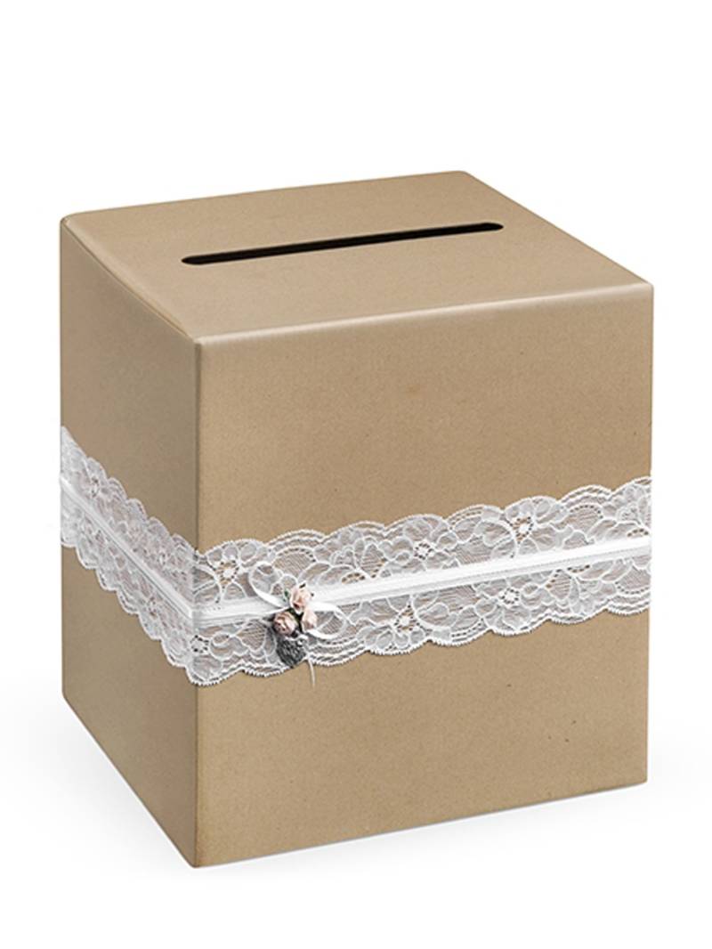 Briefbox Kraftpapier Spitze Weiß 24 x 24 x 24 cm von PARTYDECO
