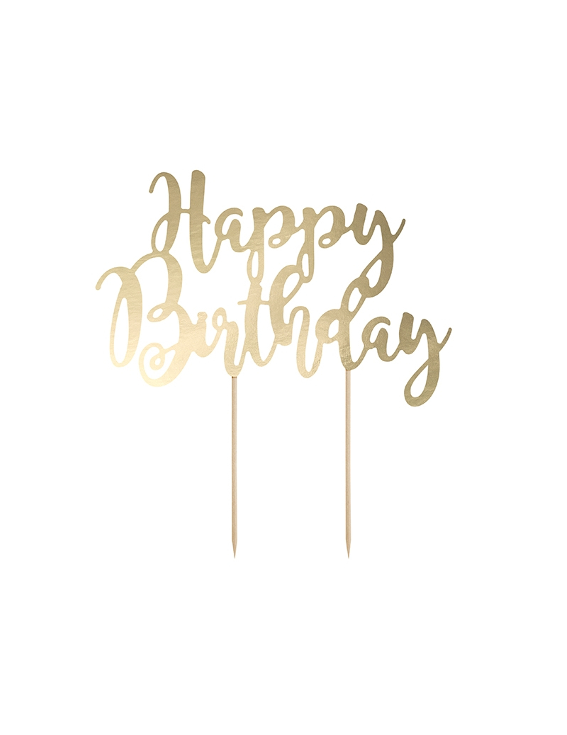 Cake Topper Happy Birthday Gold Karton 22,5 cm von PARTYDECO