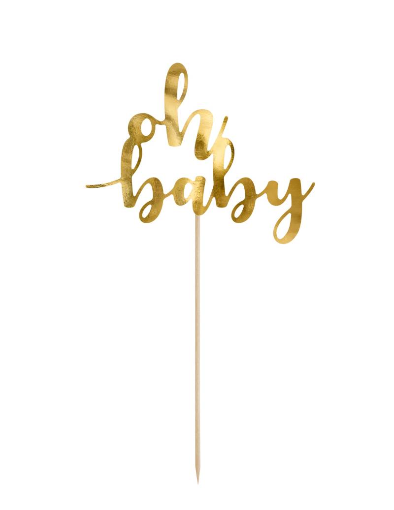 Cake Topper "oh baby" in Gold, 25 cm mit Holzstab Cake Topper "oh baby" in Gold, 25 cm mit Holzstab von PARTYDECO