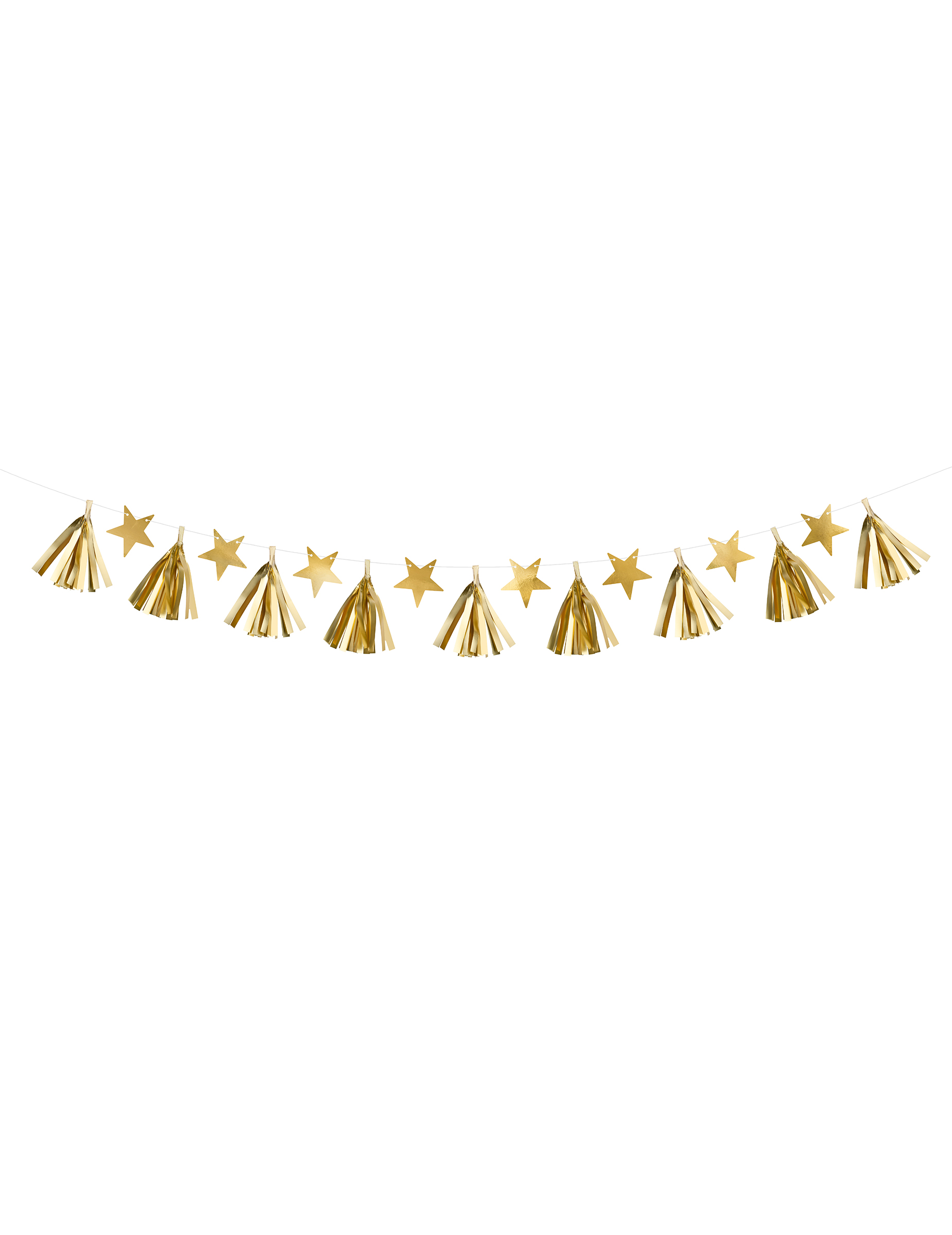 DIY Tassel-Girlande mit goldenen Sternen aus Papier von PARTYDECO