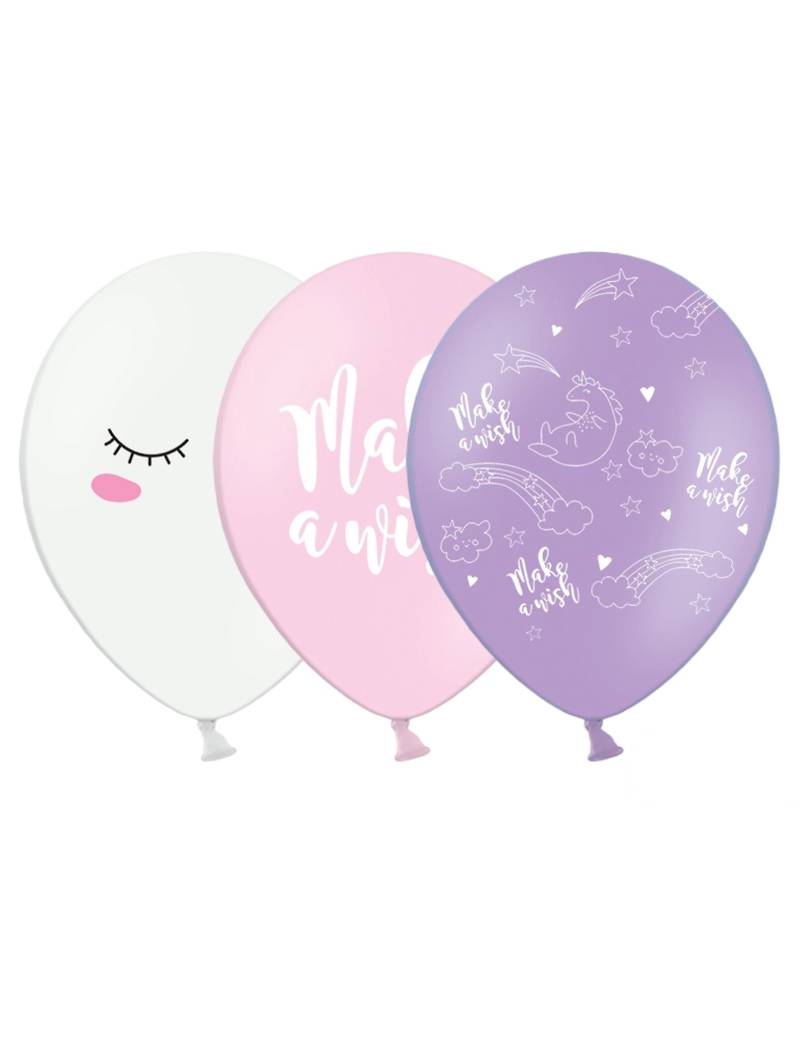 Einhorn-Luftballons 6 Stück violett-rosa-weiss von PARTYDECO