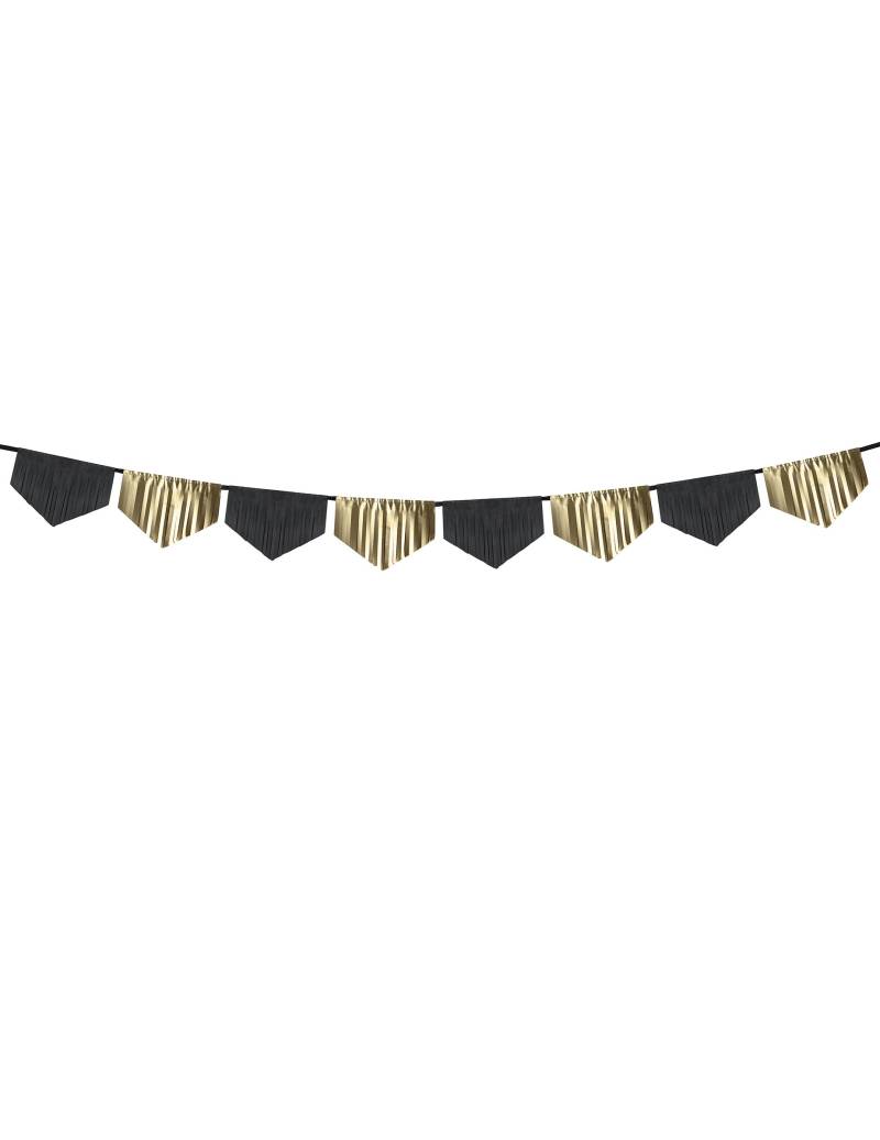 Fransengirlande Schwarz Gold Papier 3 m von PARTYDECO