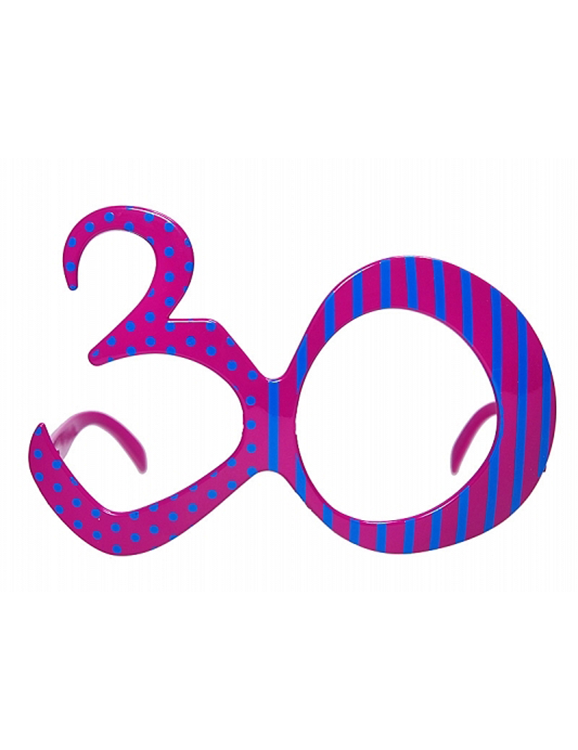 Fun Geburtstagsbrille Zahl 30 blau-pink Fun Geburtstagsbrille Zahl 30 blau-pink von PARTYDECO