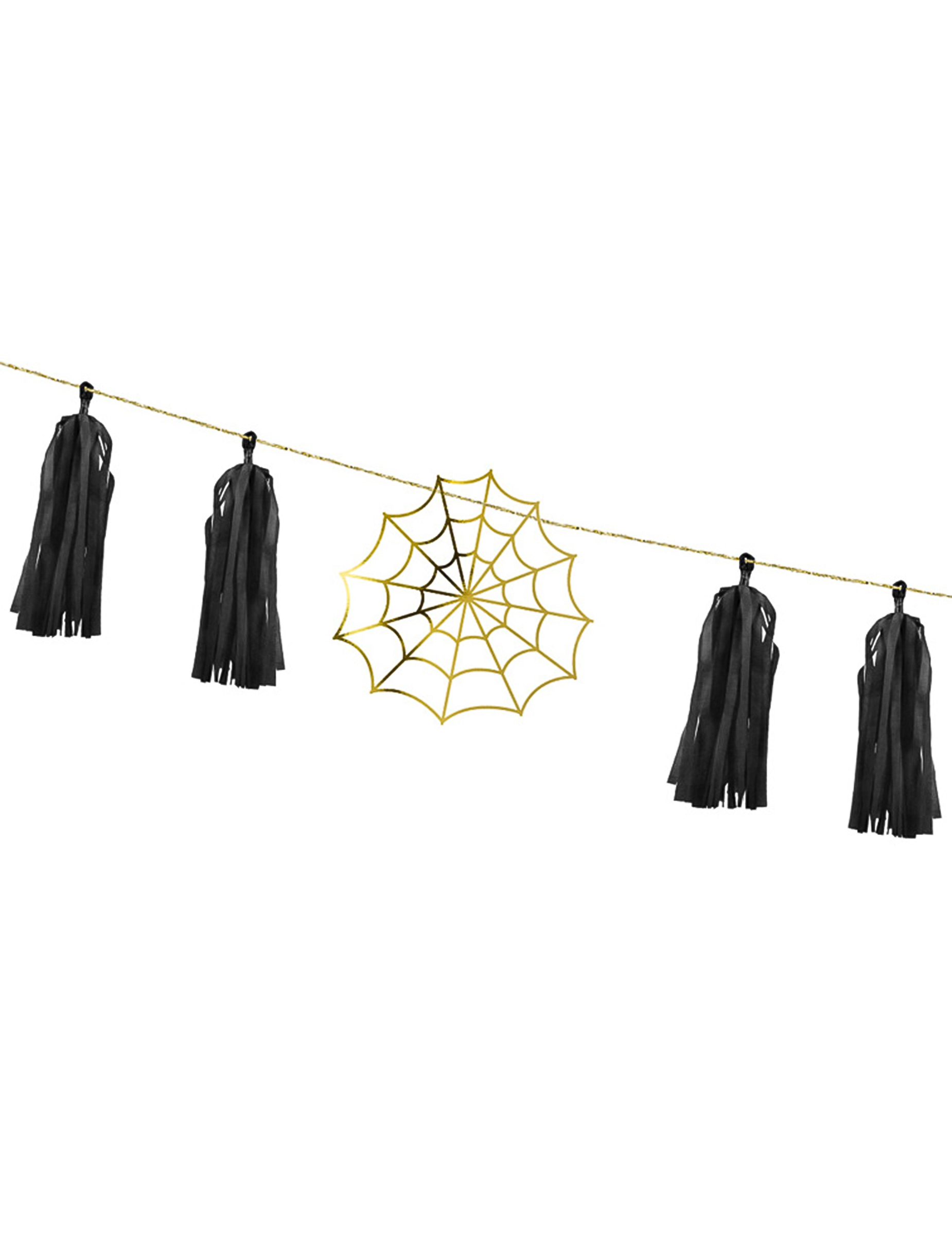 Goldene Spinnennetz-Tassel-Girlande aus Papier 1,75 m zum Basteln Goldene Spinnennetz-Tassel-Girlande aus Papier 1,75 m zum Basteln von PARTYDECO