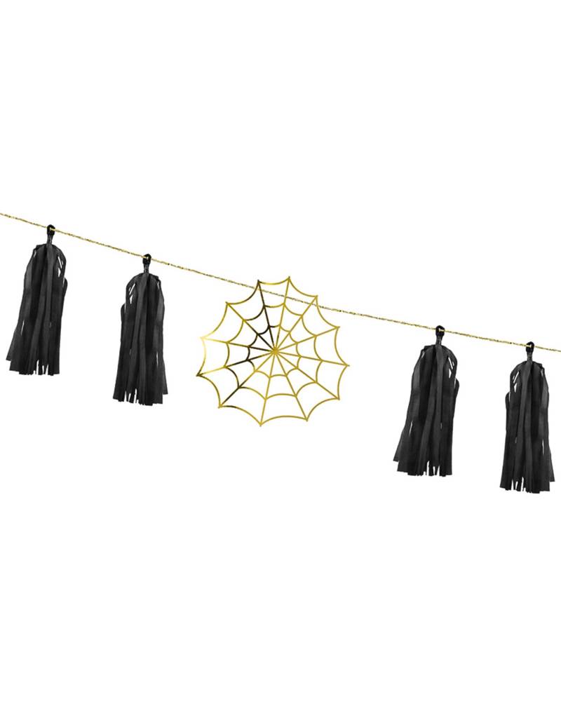 Goldene Spinnennetz-Tassel-Girlande aus Papier 1,75 m zum Basteln Goldene Spinnennetz-Tassel-Girlande aus Papier 1,75 m zum Basteln von PARTYDECO