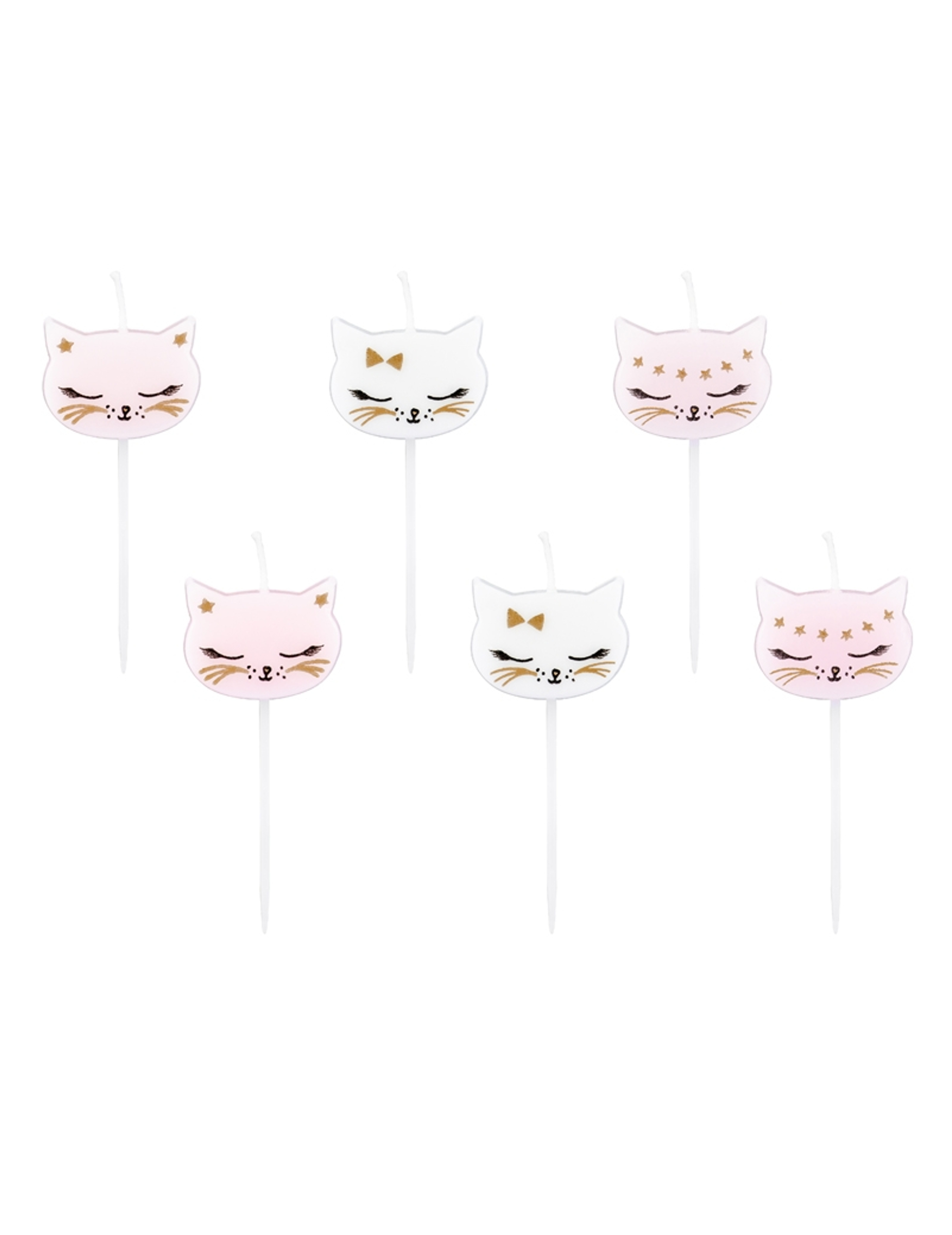 Kätzchen-Kerzen 6 Stück weiss-rosa-gold 2 cm Kätzchen-Kerzen 6 Stück weiss-rosa-gold 2 cm von PARTYDECO