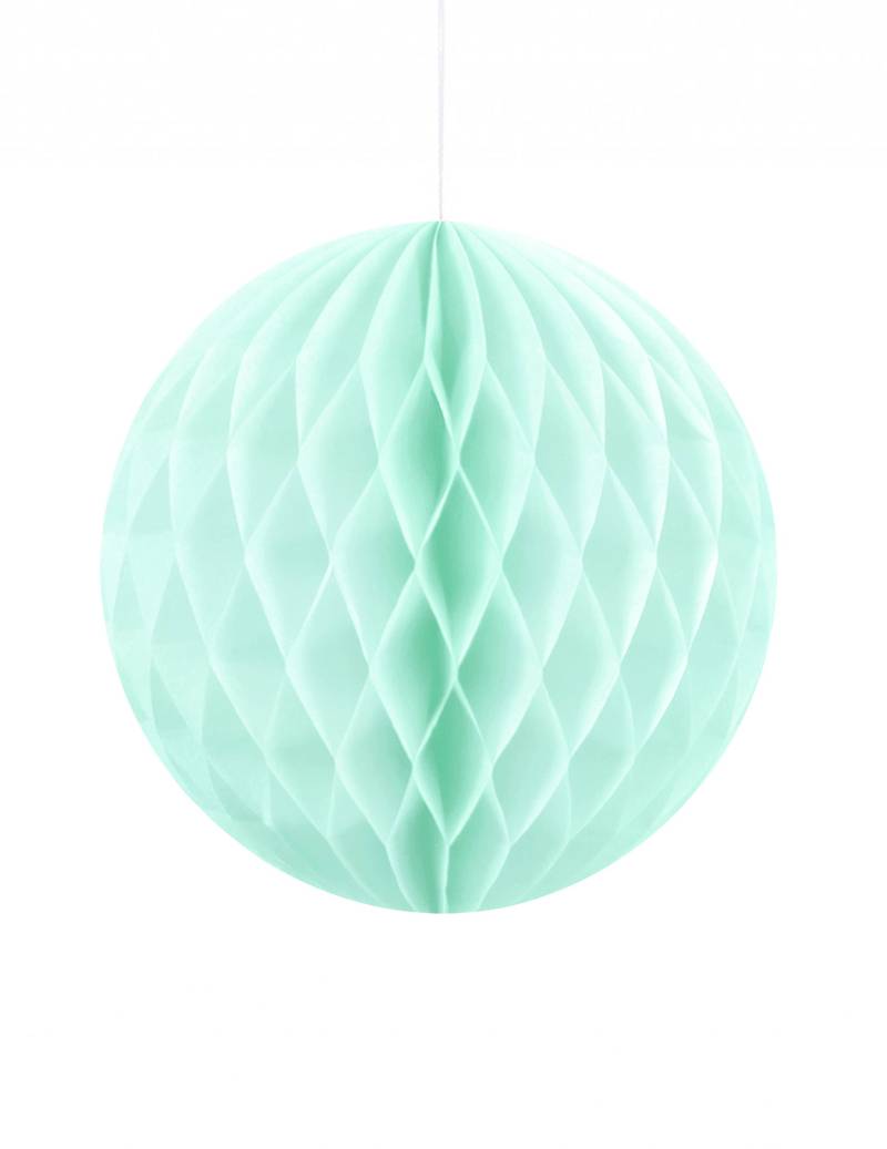 Kleine Wabenkugel aus Papier Mint 10 cm zum Aufhängen von PARTYDECO