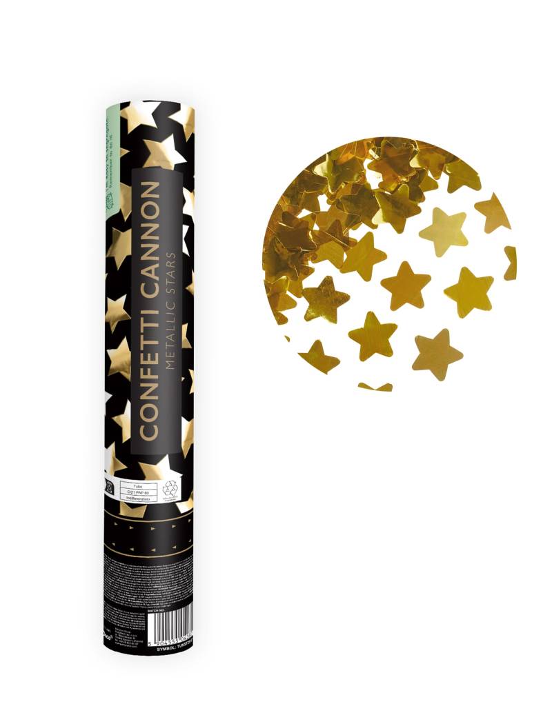 Konfettikanone mit goldenen Metallic-Sternen 28 cm Konfettikanone mit goldenen Metallic-Sternen 28 cm von PARTYDECO
