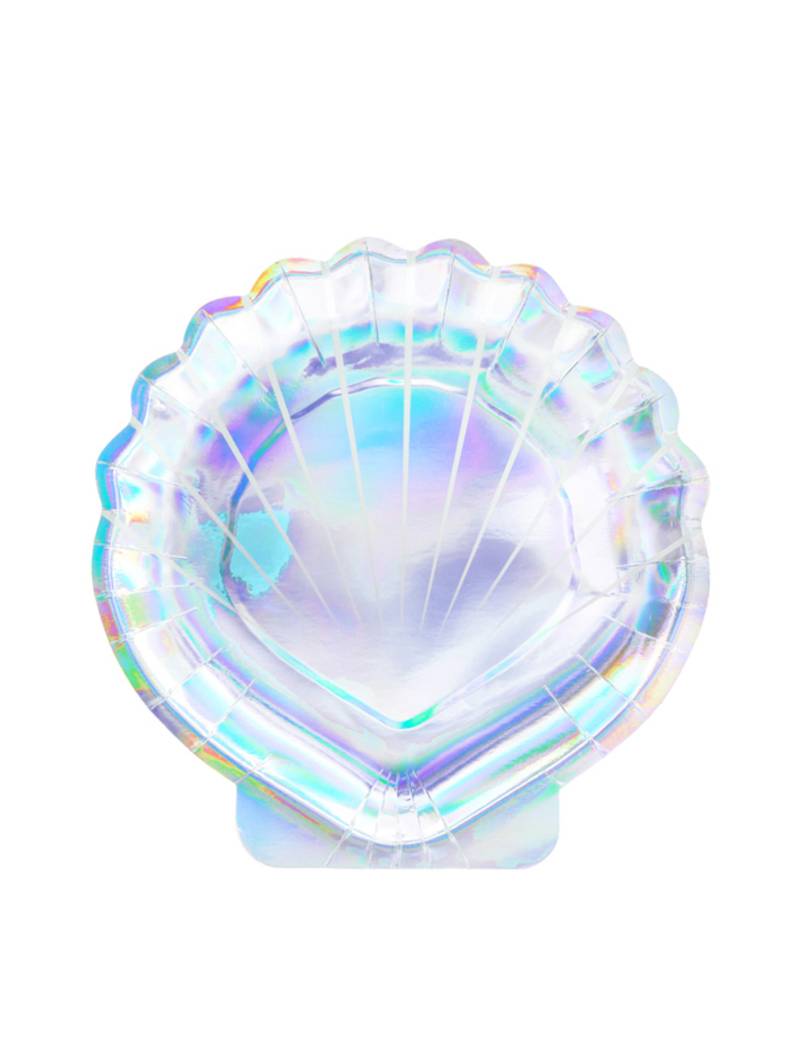Reflektierende Muschel-Teller 6 Stück bunt 18,5cm von PARTYDECO
