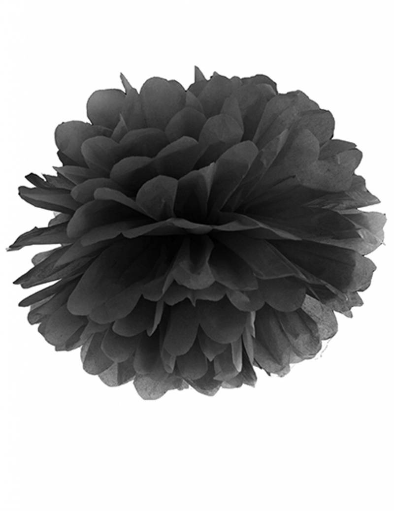 Schwarzer Seidenpapier-Pompon zum Aufhängen 25 cm Schwarzer Seidenpapier-Pompon zum Aufhängen 25 cm von PARTYDECO