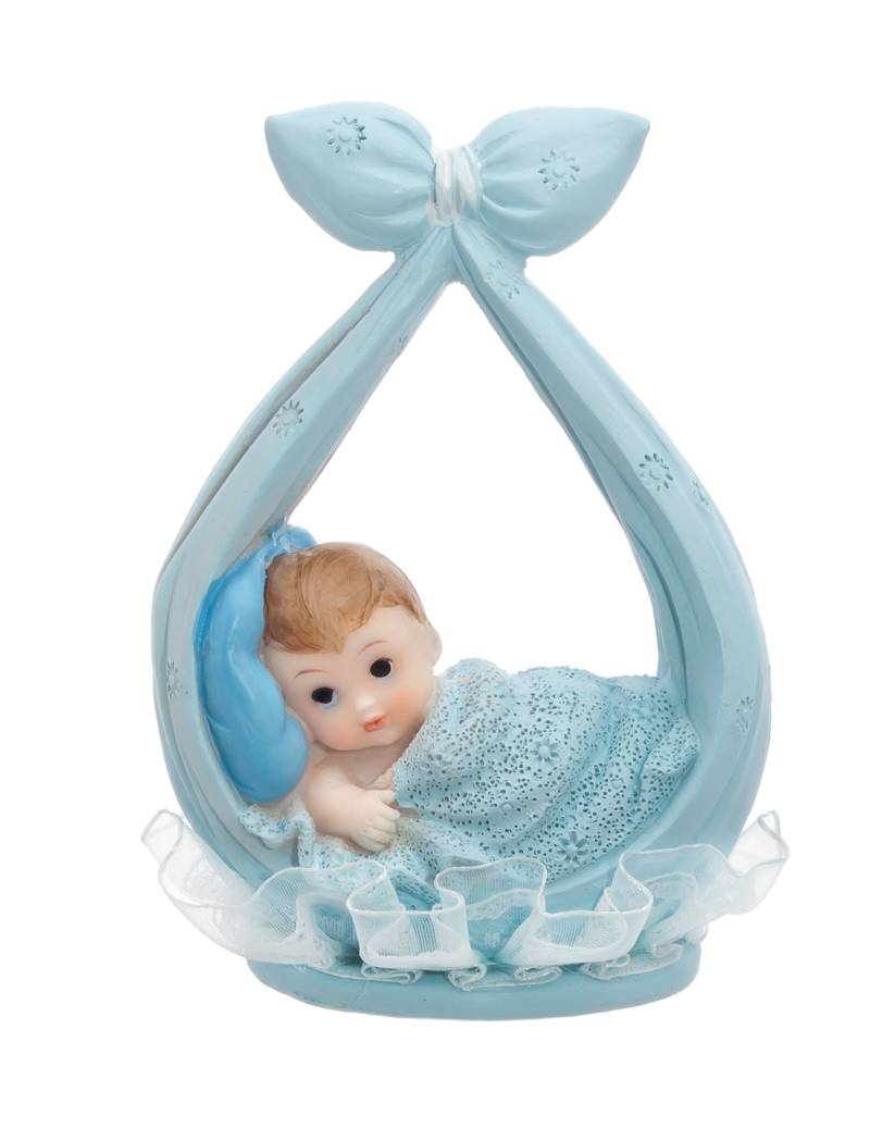 Tischdeko Figur kleiner Junge in blauer Schleife 11 cm Taufe Tischdeko Figur kleiner Junge in blauer Schleife 11 cm Taufe von PARTYDECO