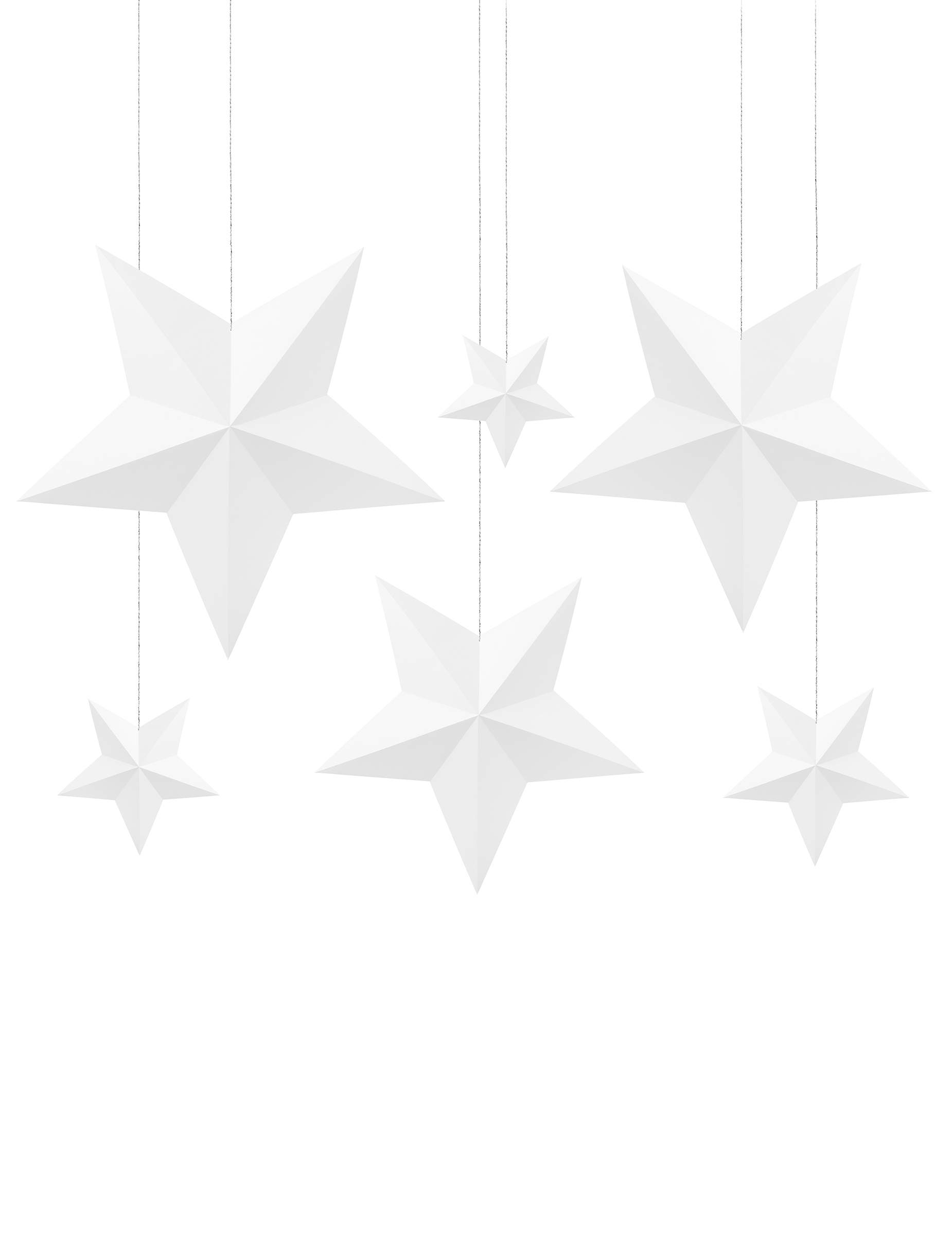 Weihnachtssterne-Set Hängedeko 7-teilig weiß 12 x 11,5 cm bis 37 x 35 cm Weihnachtssterne-Set Hängedeko 7-teilig weiß 12 x 11,5 cm bis 37 x 35 cm von PARTYDECO