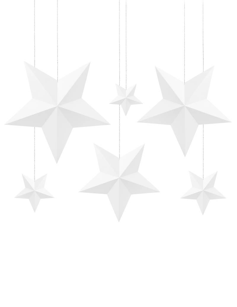 Weihnachtssterne-Set Hängedeko 7-teilig weiß 12 x 11,5 cm bis 37 x 35 cm von PARTYDECO