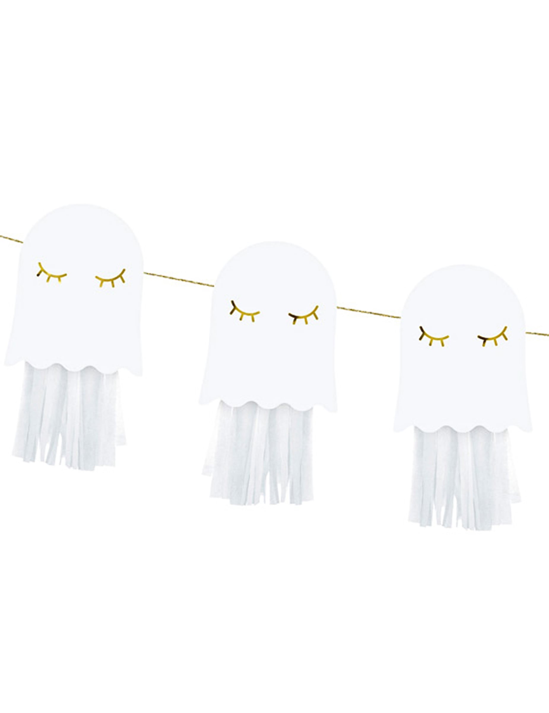 Weiße und goldene Geister-Papiergirlande zum Selbermachen 1,3 m Weiße und goldene Geister-Papiergirlande zum Selbermachen 1,3 m von PARTYDECO