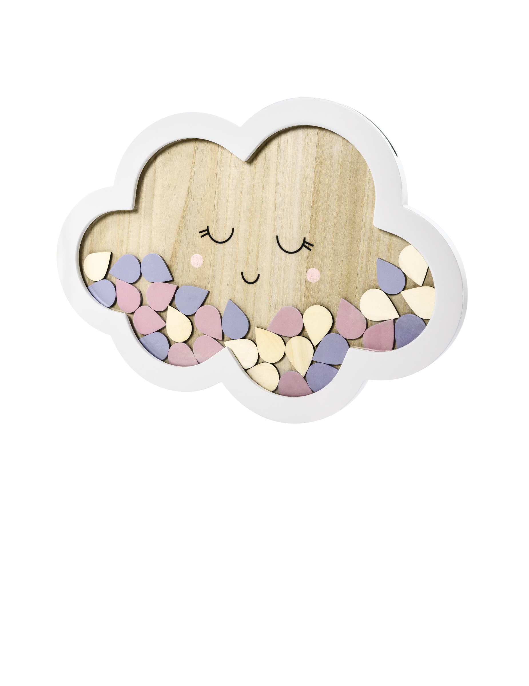 Wolken-Gästebuch aus Holz 43 x 30 cm mit 30 Tropfen von PARTYDECO