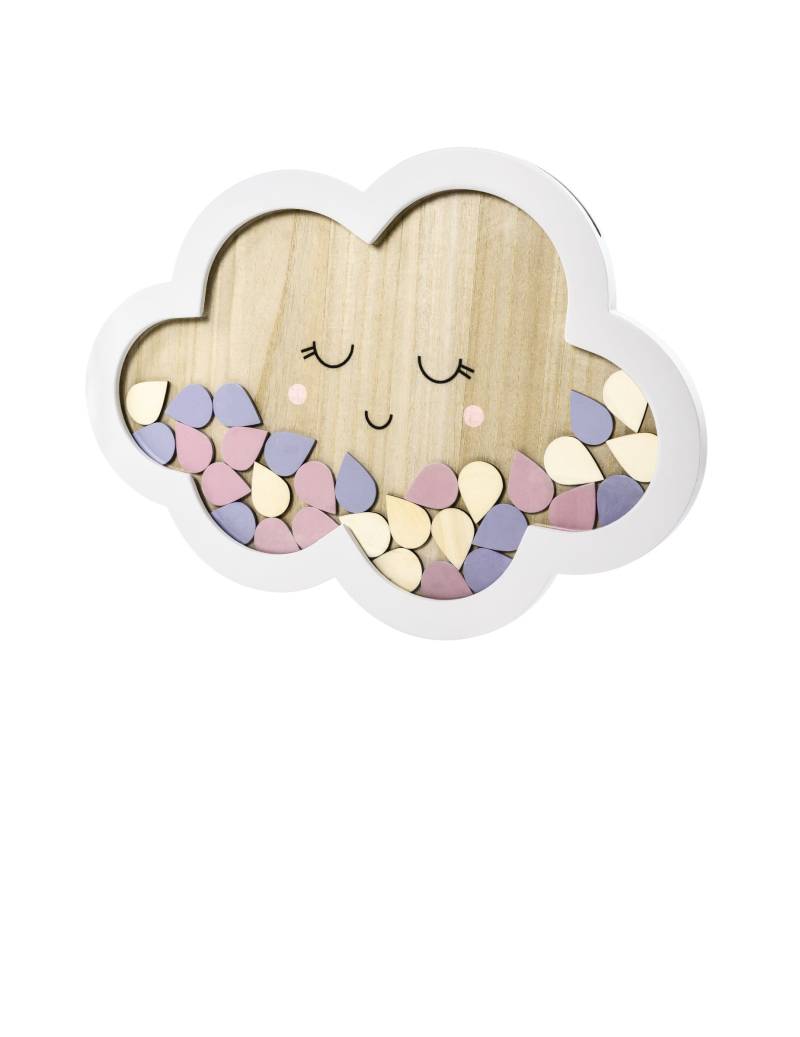 Wolken-Gästebuch aus Holz 43 x 30 cm mit 30 Tropfen von PARTYDECO