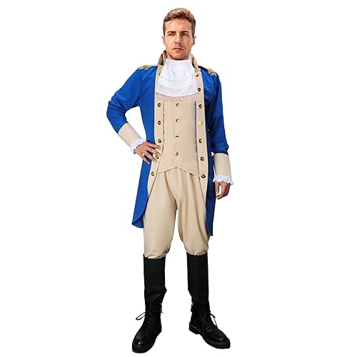 PARTYEVER Erwachsenenkostüm für Herren, kolonial, republikanischer Gouverneur, Washington, Cosplay, Outfits, 4-teilig, Halloween, historische Präsidenten-Uniformen, Größe L PARTYEVER Erwachsenenkostüm für Herren, kolonial, republikanischer Gouverneur, Washington, Cosplay, Outfits, 4-teilig, Halloween, historische Präsidenten-Uniformen, Größe L von PARTYEVER