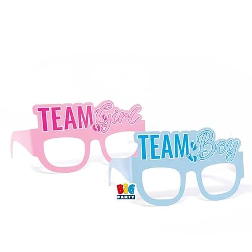 PARTYLANDIA Brille aus Papier, geformt, Party, Zubehör, Gender Reveal, Kinder und Erwachsene, Streiche (Gender Reveal Hell und Rosa) von PARTYLANDIA
