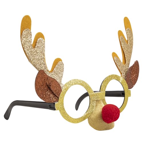 PARTYLOSOPHY 1 x Rentierbrille mit roter Nase, Weihnachtsmotiv, Standardgröße, Weihnachts-Rentier, Weihnachtsdekoration, Rentier, Weihnachtsbrille mit Nase. von PARTYLOSOPHY
