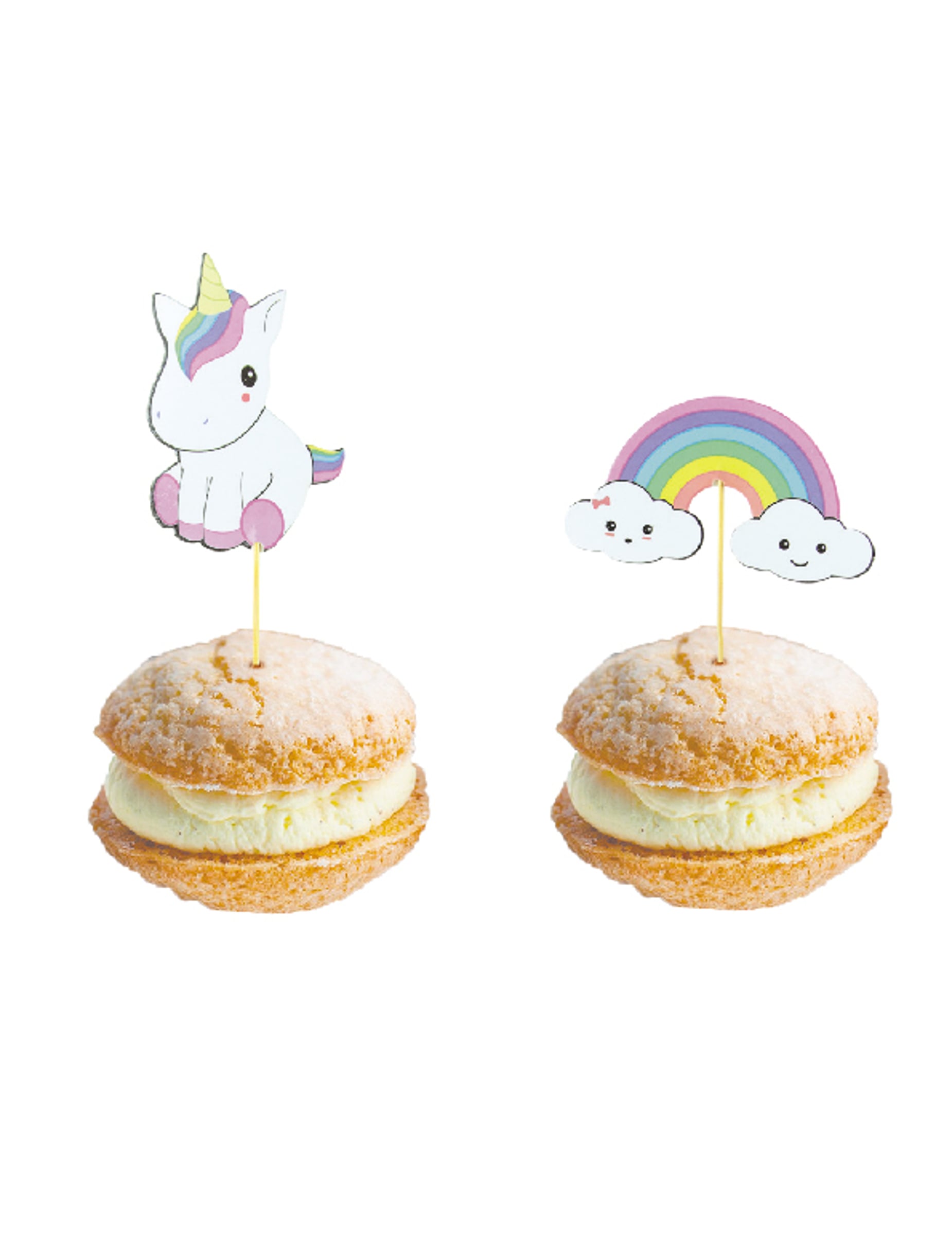 10 Einhorn-Baby + Regenbogen Holz-Picker 10 cm 10 Einhorn-Baby + Regenbogen Holz-Picker 10 cm von PARTYPRO