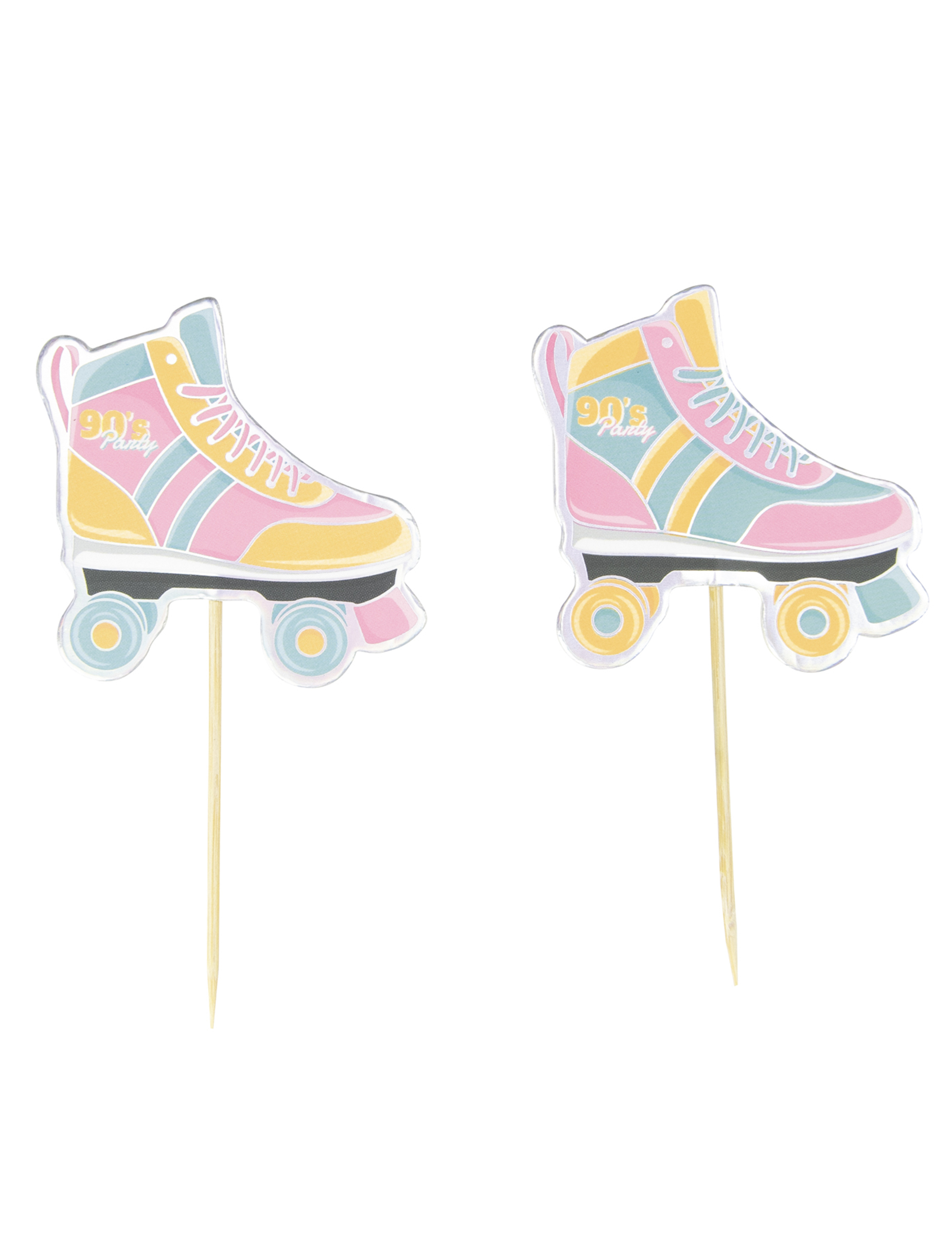 10 Holzspieße 90er Jahre Rollschuhe bunt 10 Holzspieße 90er Jahre Rollschuhe bunt von PARTYPRO