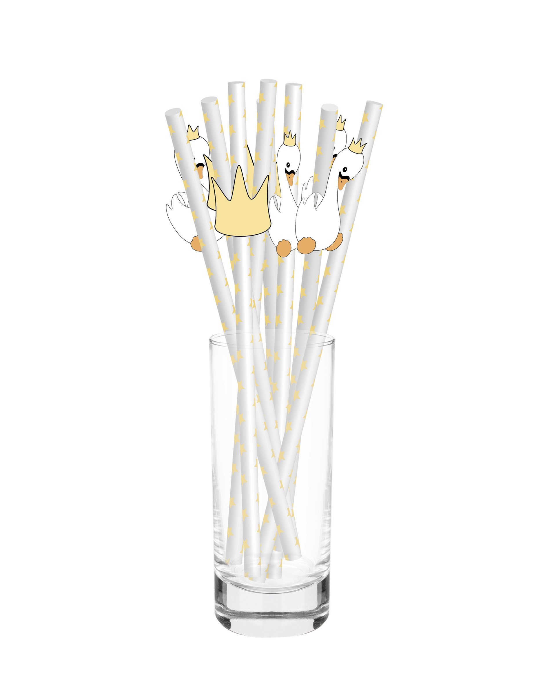 10 Pappstrohhalme Schwan mit Krone 20 cm 10 Pappstrohhalme Schwan mit Krone 20 cm von PARTYPRO