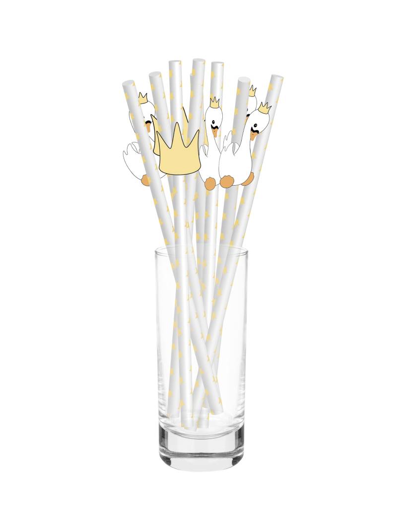 10 Pappstrohhalme Schwan mit Krone 20 cm von PARTYPRO