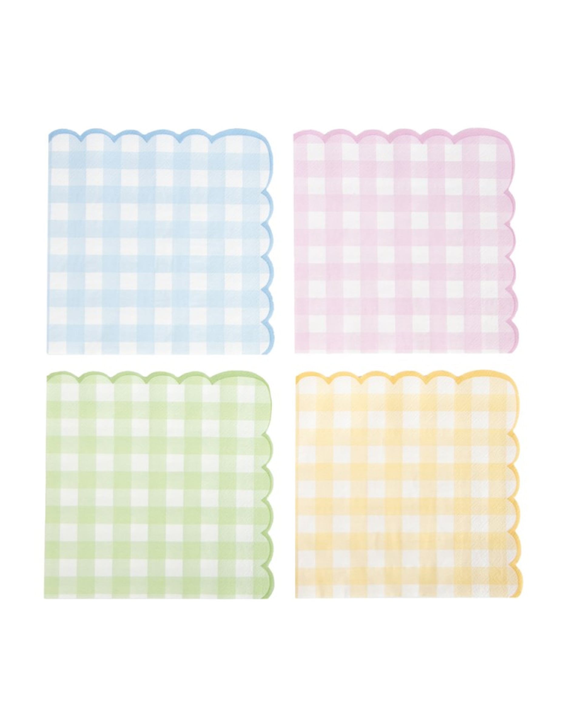 16 pastellfarbene Vichy-Servietten mit Wellenrand aus Papier 33 x 33 cm 16 pastellfarbene Vichy-Servietten mit Wellenrand aus Papier 33 x 33 cm von PARTYPRO