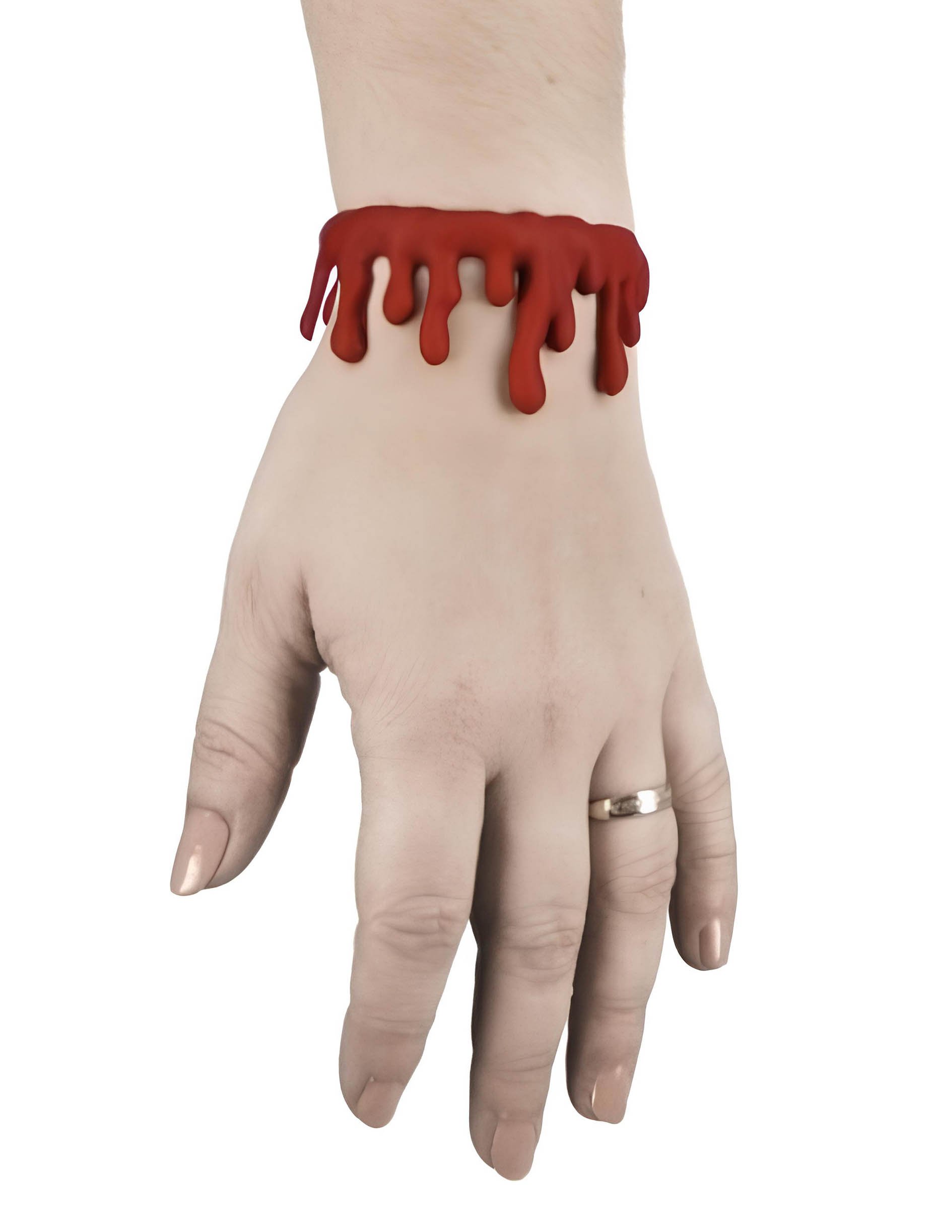 2 Blutige Armbänder mit Kunstblut 2 Blutige Armbänder mit Kunstblut von PARTYPRO