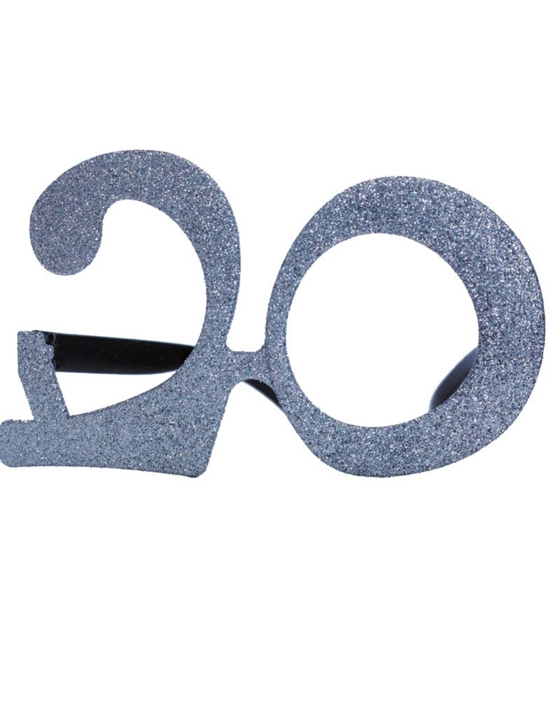 20. Geburtstag Glitzer-Brille silber von PARTYPRO