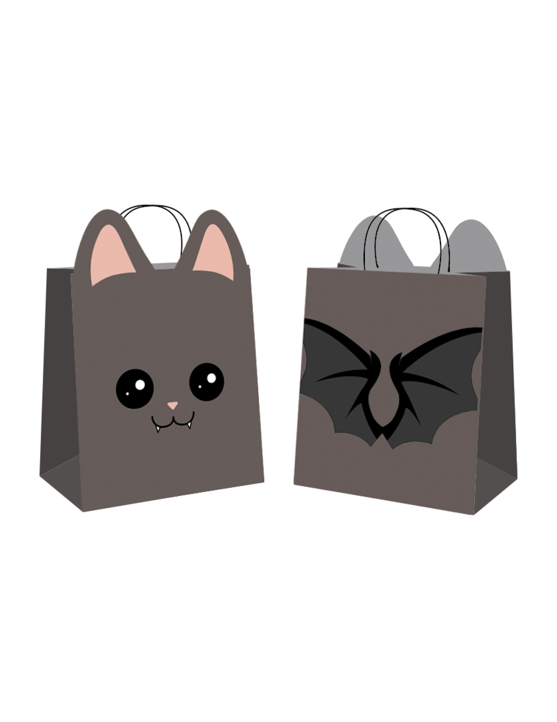 4 Fledermaus-Papiertüten schwarz 19 x 22 cm für Süßigkeiten 4 Fledermaus-Papiertüten schwarz 19 x 22 cm für Süßigkeiten von PARTYPRO