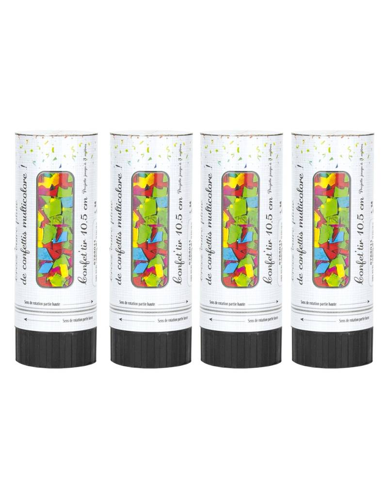 4 Konfettikanonen Bunt Klein 10,5 cm von PARTYPRO