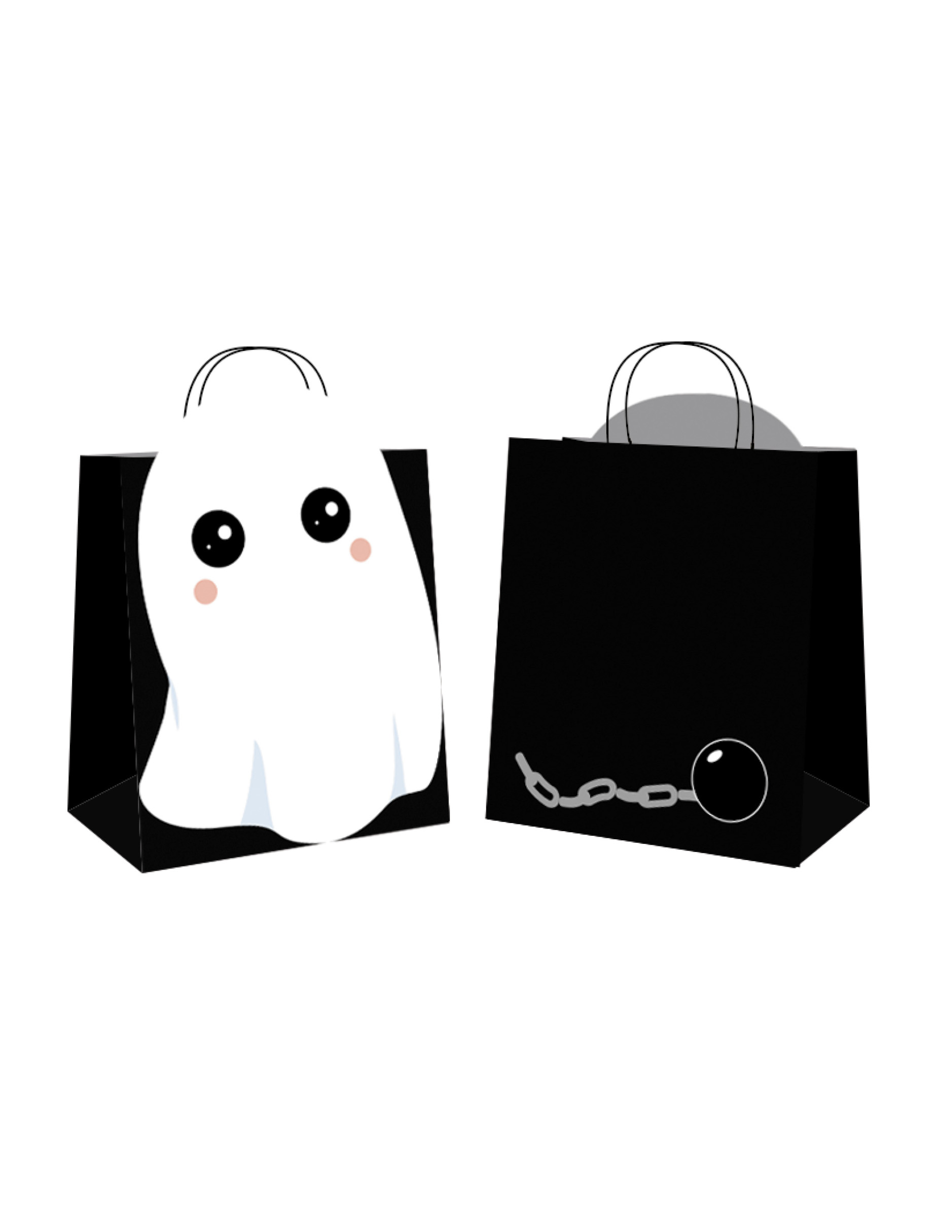 4 Schwarze Papiertüten Süßes oder Saures Sweety Ghost mit Relief-Gespenst 4 Schwarze Papiertüten Süßes oder Saures Sweety Ghost mit Relief-Gespenst von PARTYPRO
