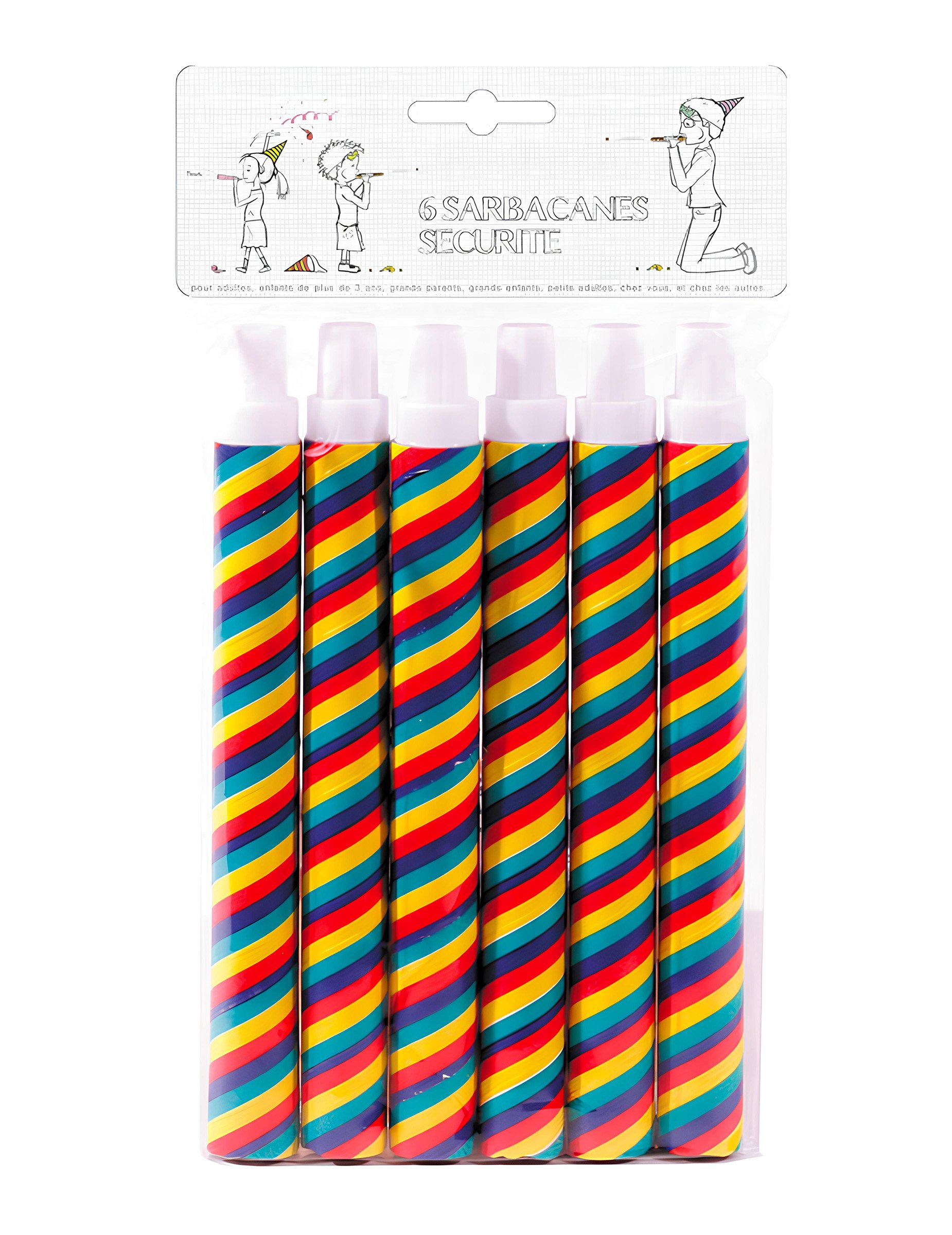 6 Blasrohre Bunt – Lot de 6 Sarbacanes von PARTYPRO