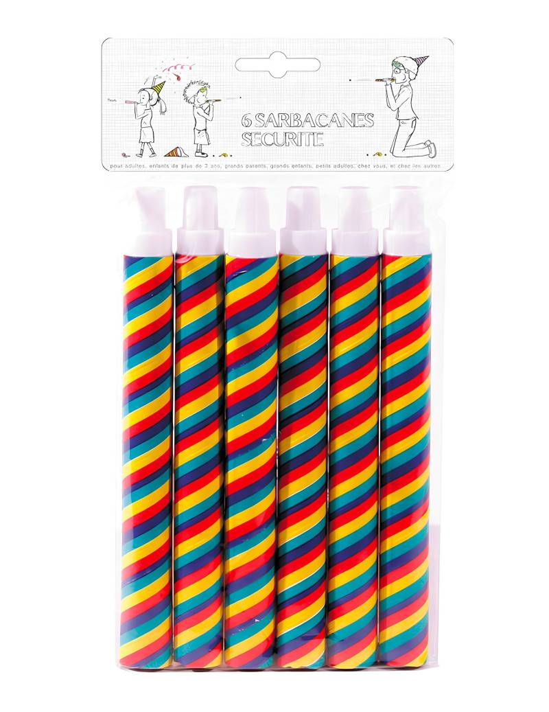 6 Blasrohre Bunt – Lot de 6 Sarbacanes von PARTYPRO