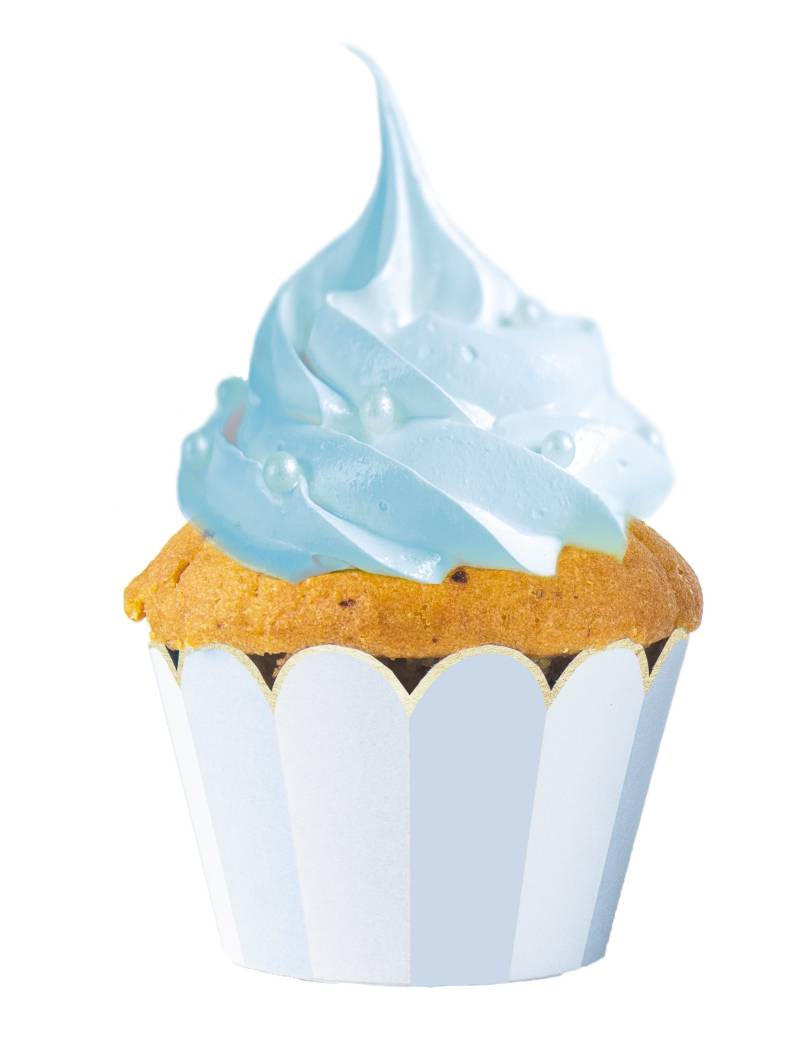 6 Cupcake Wrapper Blau Weiß für Muffins von PARTYPRO