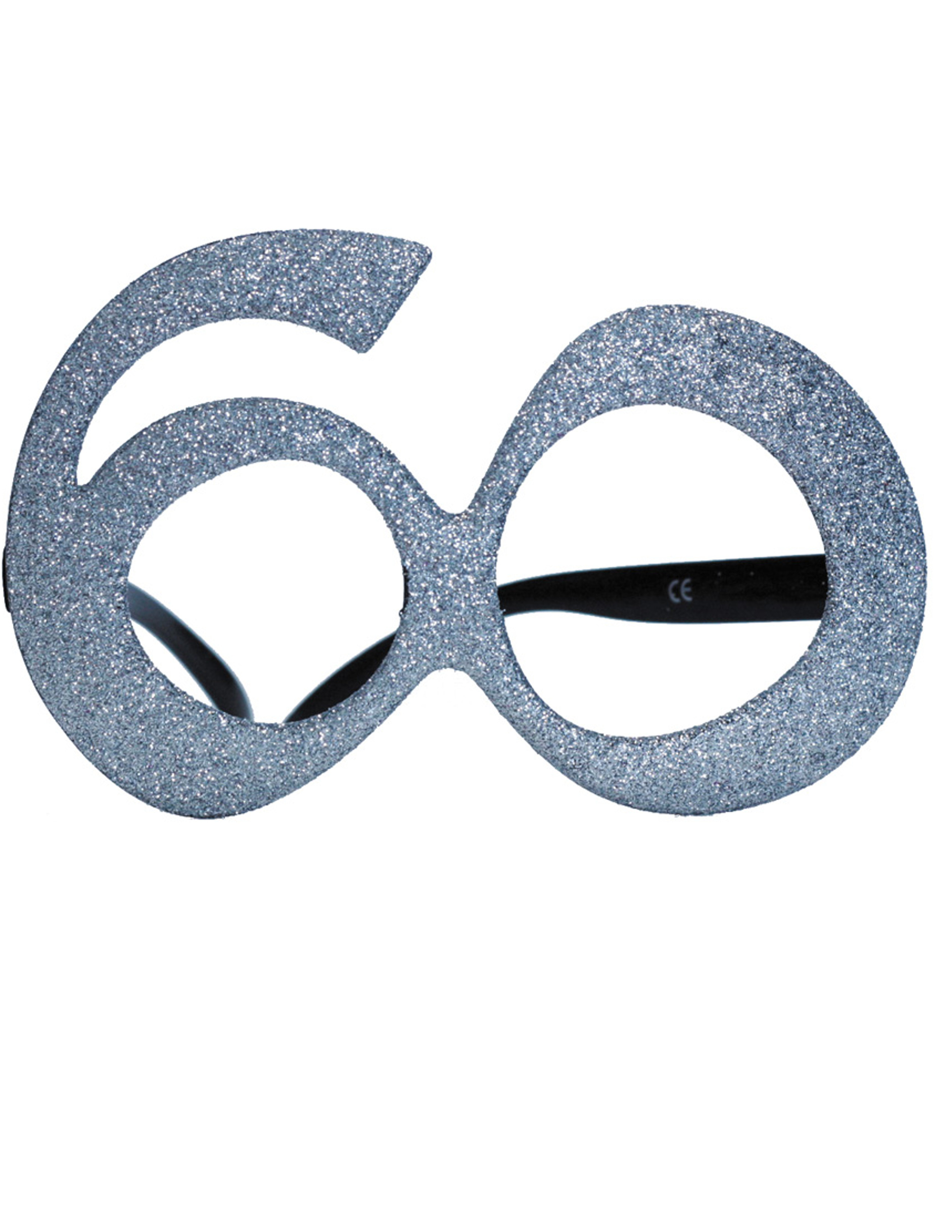60. Geburtstag Glitzer-Brille silber von PARTYPRO