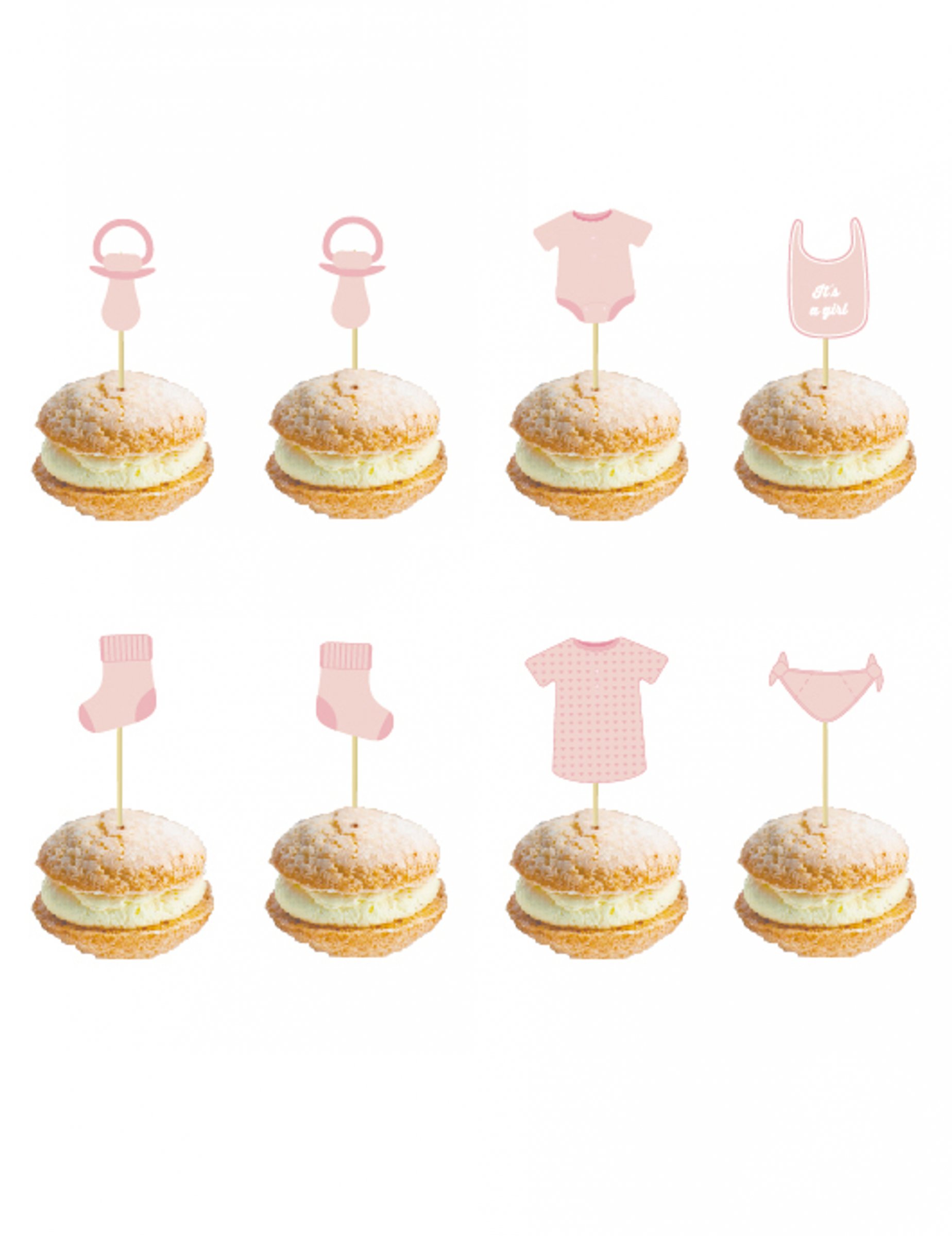 8 Baby-Party Holz-Picks Rosa 10 cm für Baby Shower 8 Baby-Party Holz-Picks Rosa 10 cm für Baby Shower von PARTYPRO