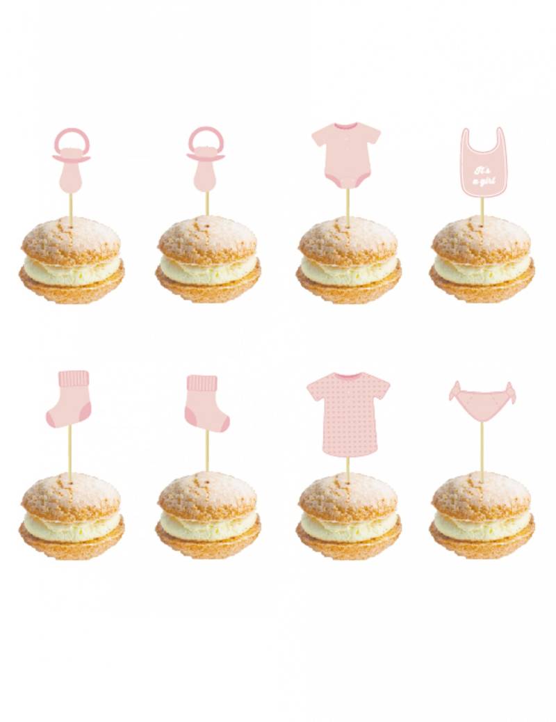 8 Baby-Party Holz-Picks Rosa 10 cm für Baby Shower 8 Baby-Party Holz-Picks Rosa 10 cm für Baby Shower von PARTYPRO
