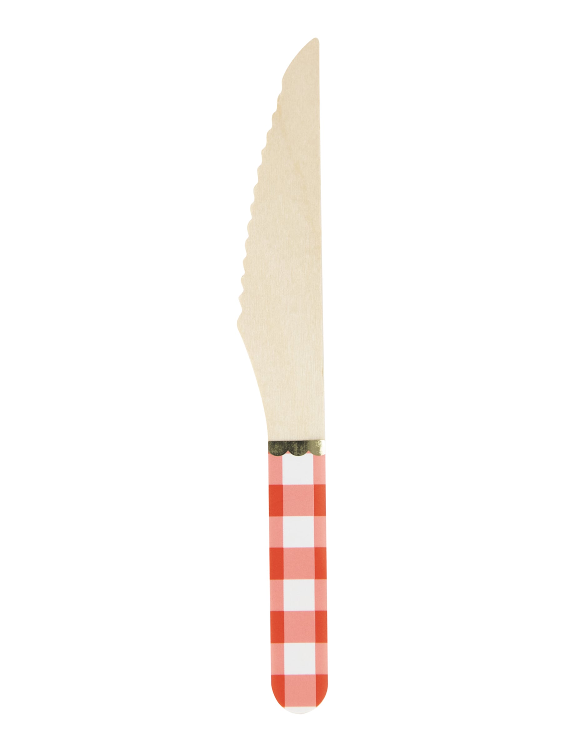 8 Holz-Messer Vichy-Karo + Gold 16,5 cm Landhaus-Stil 8 Holz-Messer Vichy-Karo + Gold 16,5 cm Landhaus-Stil von PARTYPRO