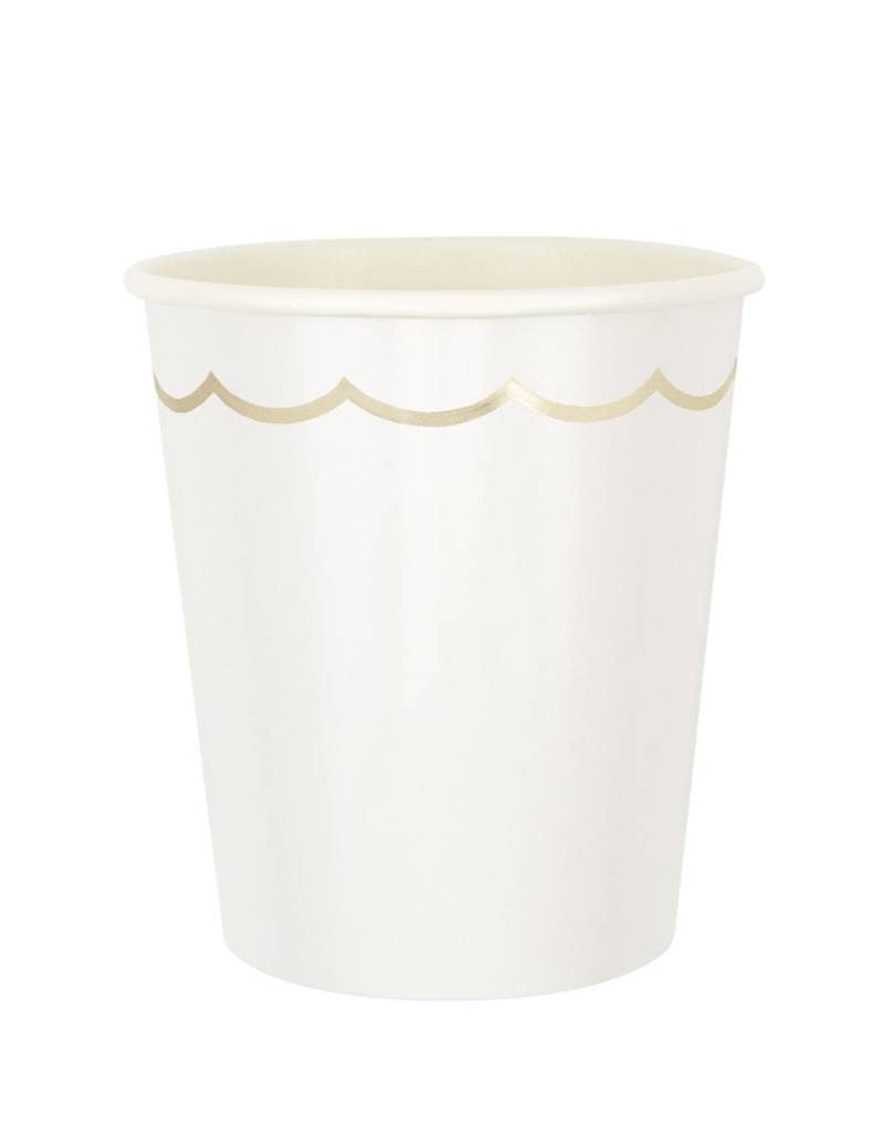 8 Pappbecher Weiß Gold Gewellt 200ml 8 Pappbecher Weiß Gold Gewellt 200ml von PARTYPRO