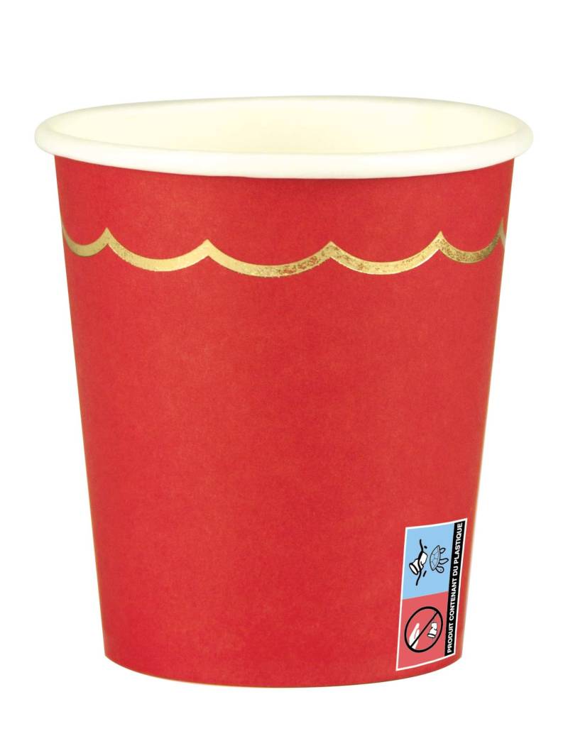 8 Pappbecher rot gold gewellt 200 ml Festtafel 8 Pappbecher rot gold gewellt 200 ml Festtafel von PARTYPRO