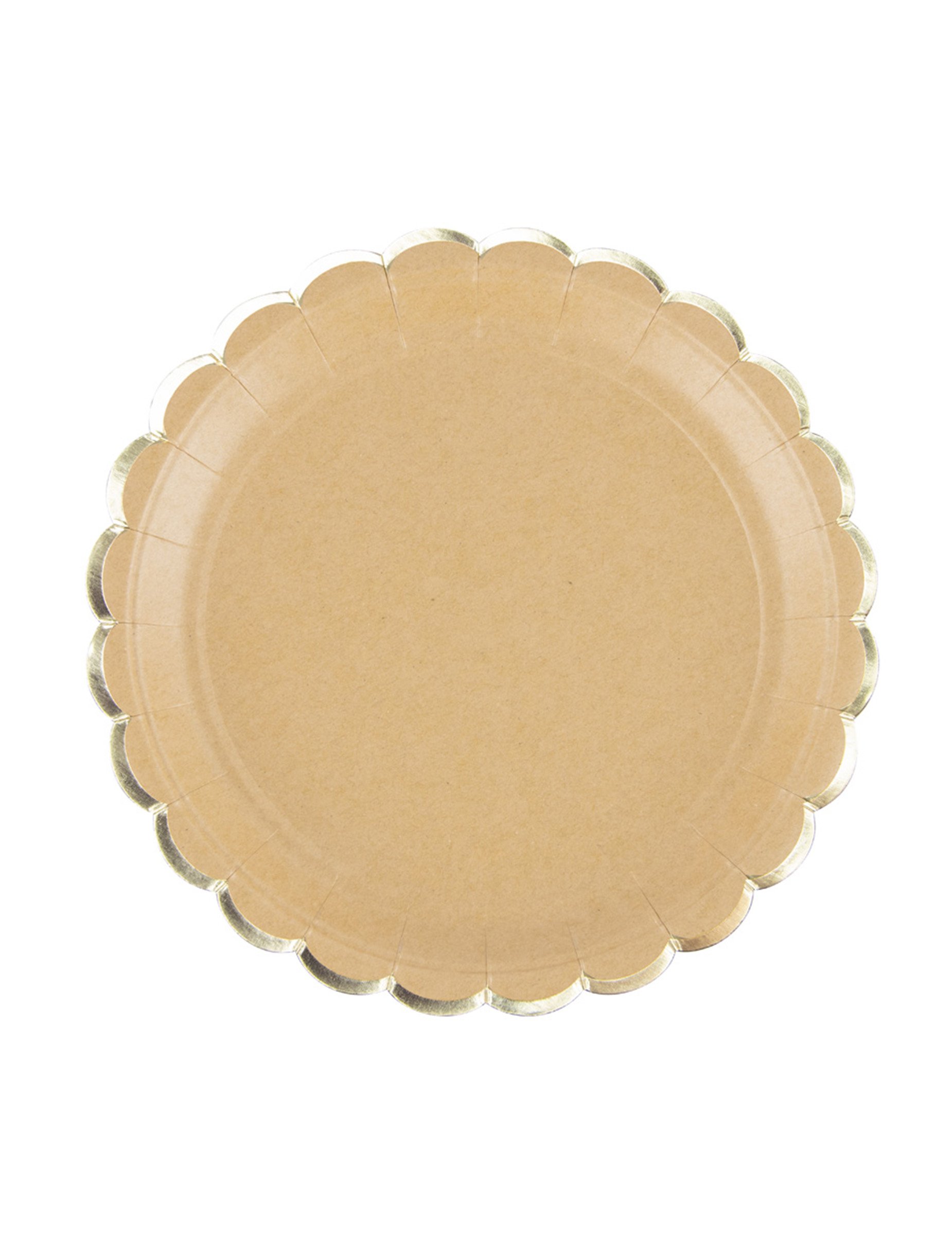 8 Pappteller Kraft Gold Gewellt 23 cm von PARTYPRO