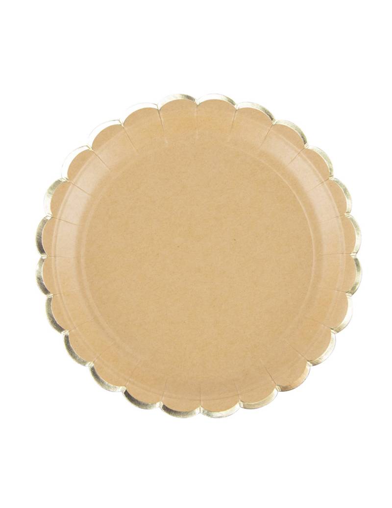 8 Pappteller Kraft Gold Gewellt 23 cm von PARTYPRO