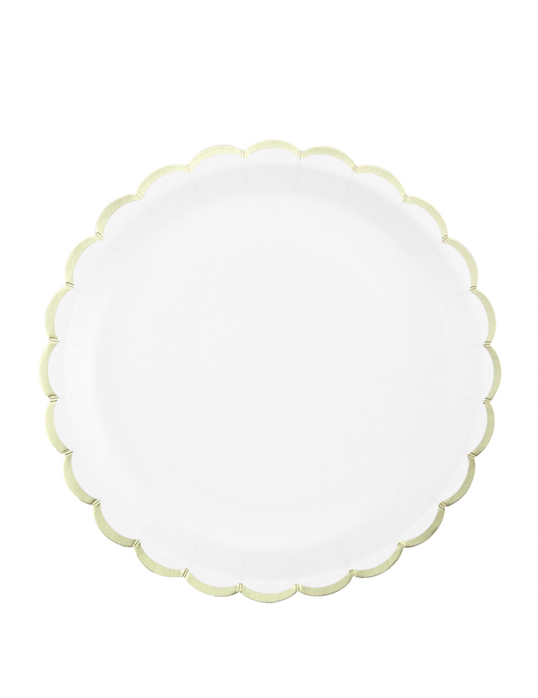 8 Pappteller Weiß Gold Gewellt 23 cm von PARTYPRO
