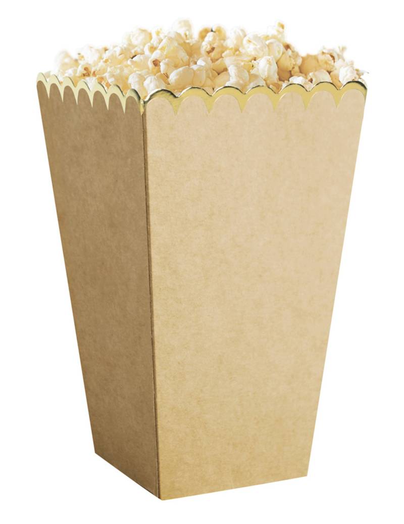 8 Popcorn-Boxen Kraft Gold 12,5 x 7 cm von PARTYPRO